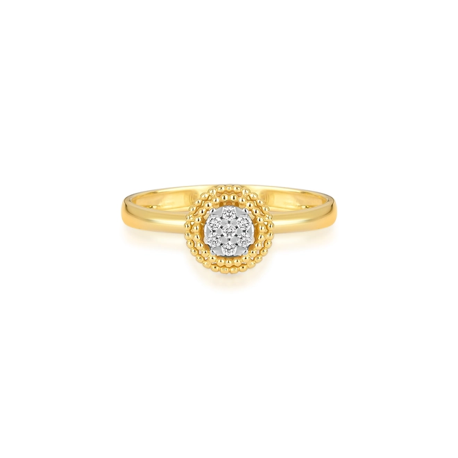 Anel redondo ouro 18k com 9pts de Diamantes rodinados 3