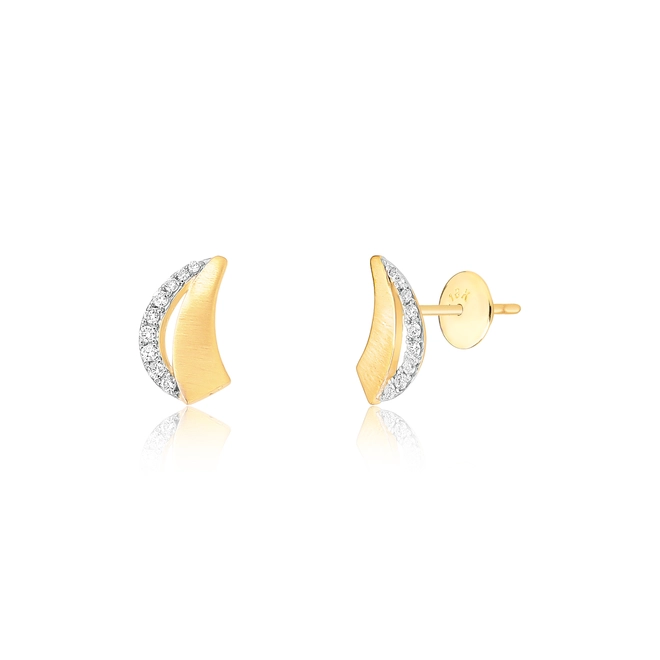 Brinco Stud fosco ouro 18k com fio de Diamantes rodinados 1
