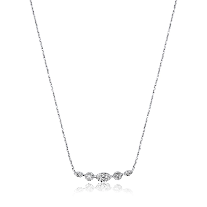 Gargantilha corrente ouro branco 18k pingente geométrico com Diamantes 1