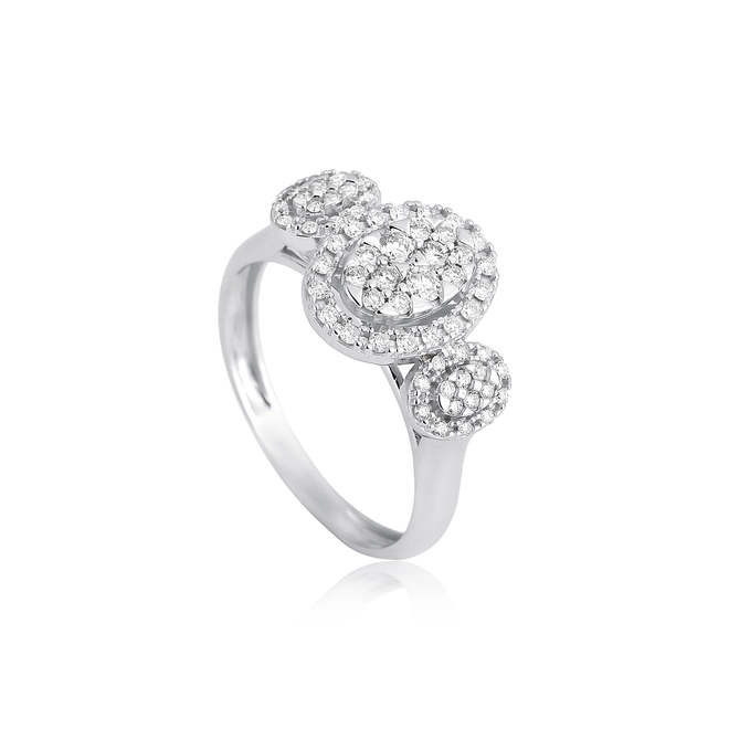 Anel círculos ovais ouro branco 18k com 42pts de Diamantes 1