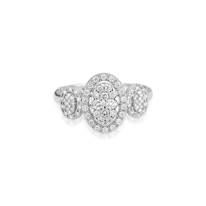 Anel círculos ovais ouro branco 18k com 42pts de Diamantes 3