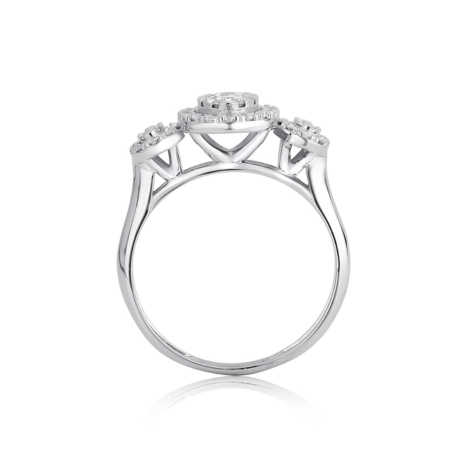 Anel círculos ovais ouro branco 18k com 42pts de Diamantes 2
