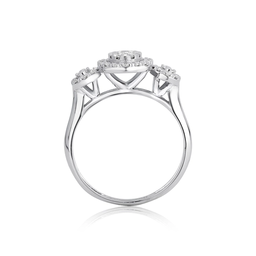 Anel círculos ovais ouro branco 18k com 42pts de Diamantes