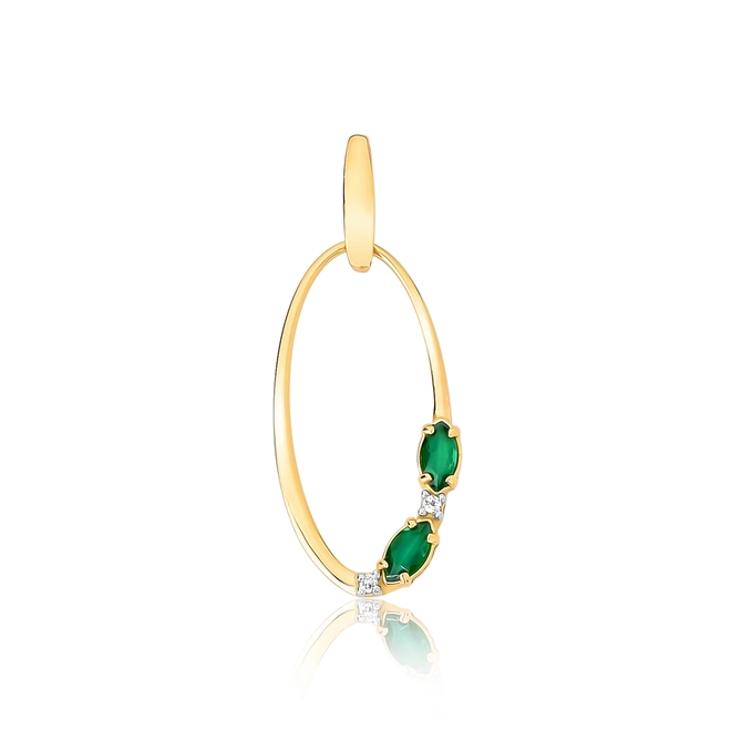 Pingente Rhythm oval ouro 18k gemas de Crisoprásio e Topázios brancos 1