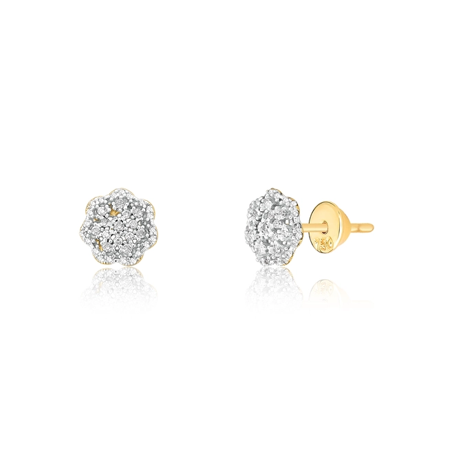 Brinco Stud flor ouro 18k com Diamantes rodinados 1