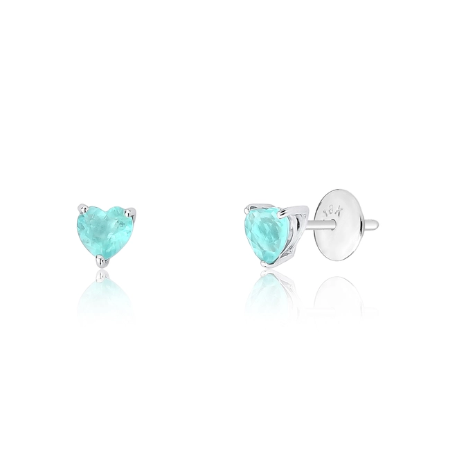 Brinco Selection Stud coração ouro branco 18k Gema Preciosa de Esmeralda 72pts o par 1