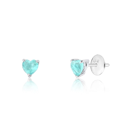 Brinco Selection Stud coração ouro branco 18k Gema Preciosa de Esmeralda 72pts o par