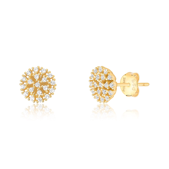 Brinco For me Gem Stud chuveiro em prata 925 dourada com Zircônias 1