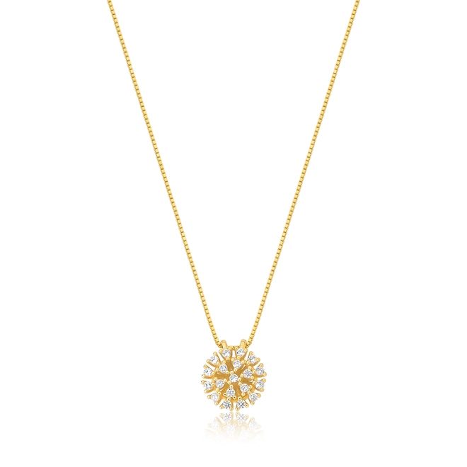 Gargantilha Gem com pingente prata 925 dourada chuveiro de Zircônias 1