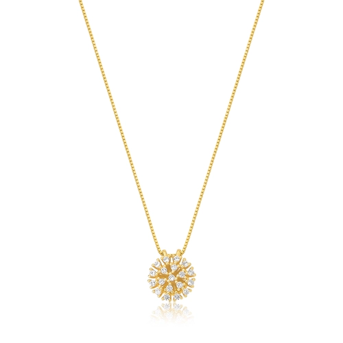 Gargantilha Gem com pingente prata 925 dourada chuveiro de Zircônias