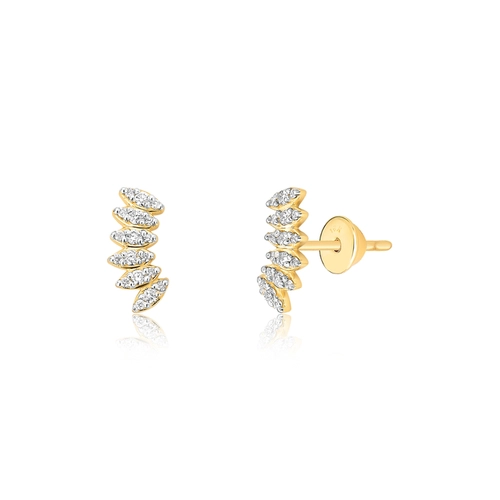 Brinco Ear cuff seis navetes ouro 18k com Diamantes rodinados