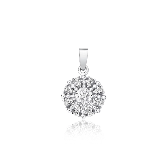 Pingente chuveiro ouro branco 18k com 14pts de Diamantes 1