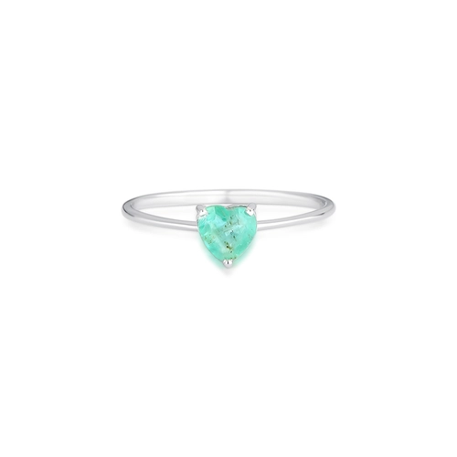 Anel Selection coração ouro branco 18k com 36pts de Esmeralda