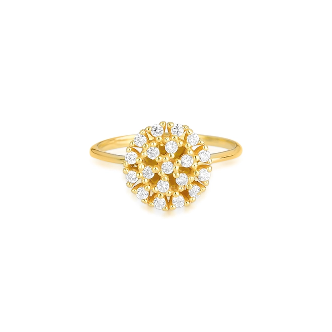 Anel For me Gem flor prata 925 dourada chuveiro de Zircônias 3