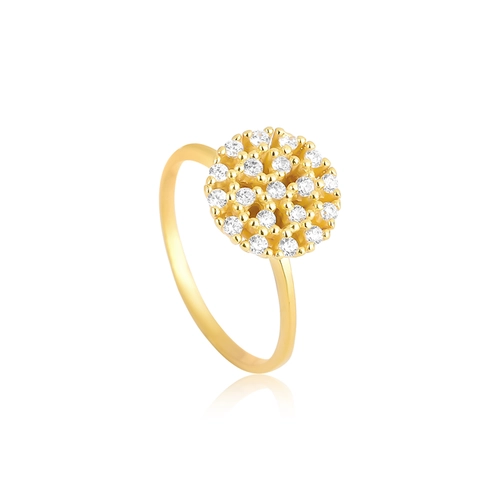 Anel For me Gem flor prata 925 dourada chuveiro de Zircônias