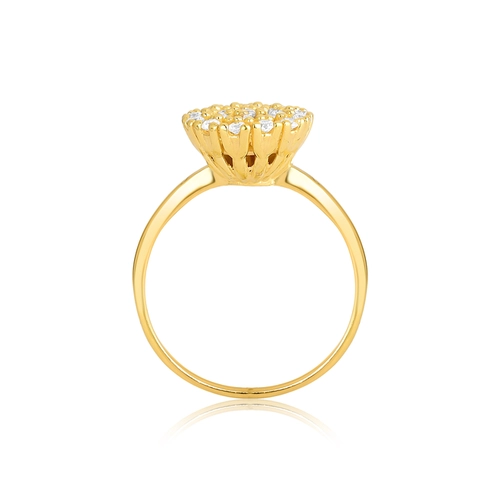 Anel For me Gem flor prata 925 dourada chuveiro de Zircônias