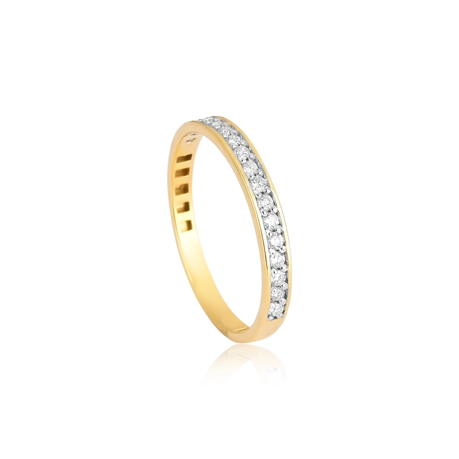 Anel meia aliança aparador ouro 18k com 26pts de Diamantes rodinados 1