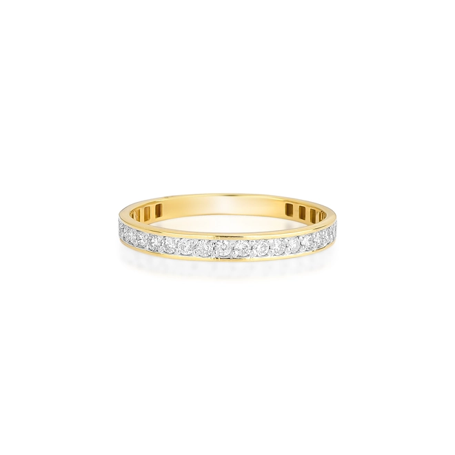Anel meia aliança aparador ouro 18k com 26pts de Diamantes rodinados 3