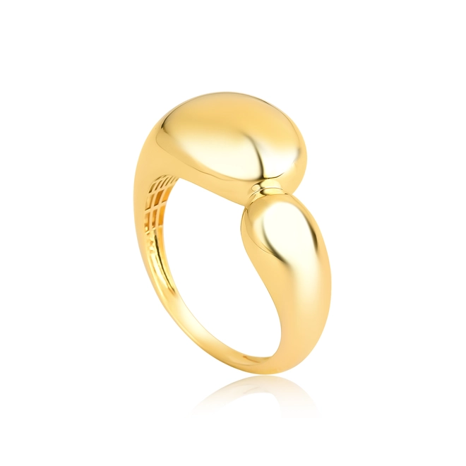 Anel gomos ligados ouro 18k polido com forro 1