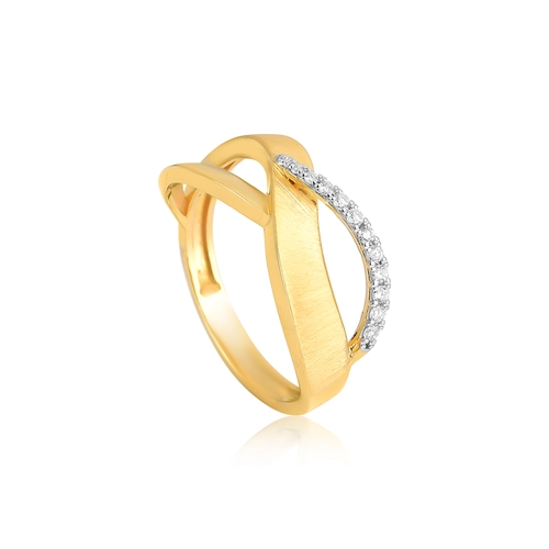 Anel infinito fosco polido ouro 18k filete de Diamantes rodinados