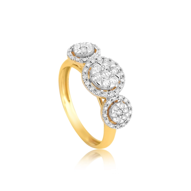 Anel aro com 2 círculo ouro 18k com 56,7pts de Diamantes rodinados 1
