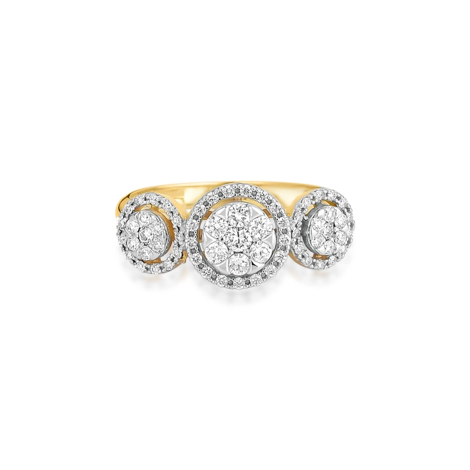 Anel aro com 2 círculo ouro 18k com 56,7pts de Diamantes rodinados 3
