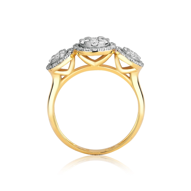 Anel aro com 2 círculo ouro 18k com 56,7pts de Diamantes rodinados 2