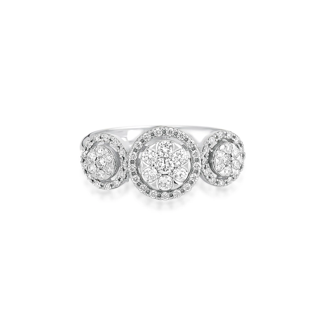 Anel três círculos ouro branco 18k com Diamantes rodinados 3