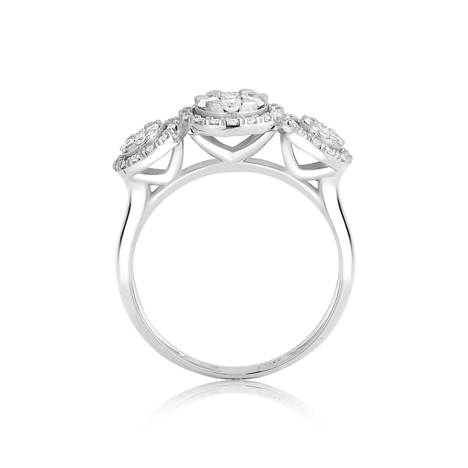 Anel três círculos ouro branco 18k com Diamantes rodinados 2