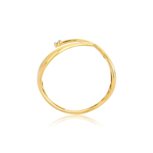 Anel aro fio tubular polido ouro 18k triângulo de Diamantes rodinados