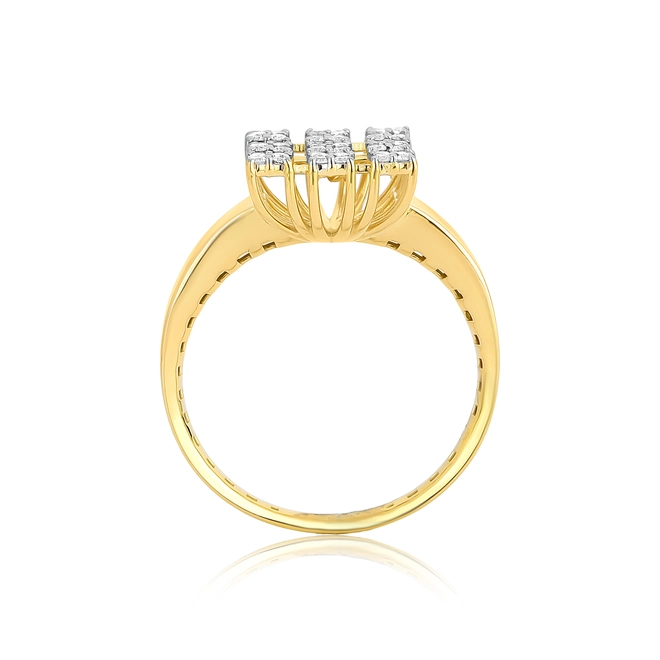 Anel chuveiro quadrado ouro 18k com 22pts de Diamantes 2