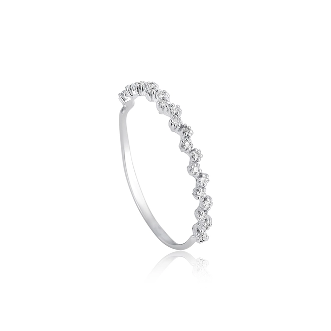 Anel aro ondulado ouro branco 18k com 12pts de Diamantes 1