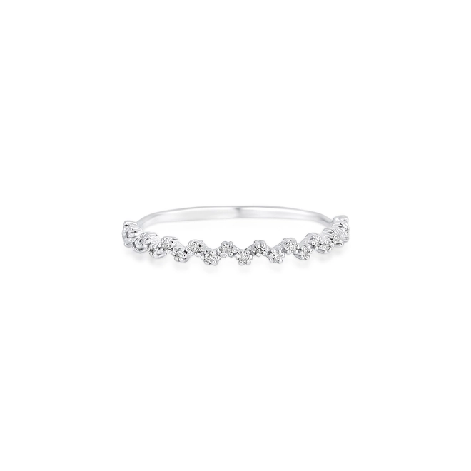 Anel aro ondulado ouro branco 18k com 12pts de Diamantes 3