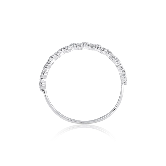 Anel aro ondulado ouro branco 18k com 12pts de Diamantes 2
