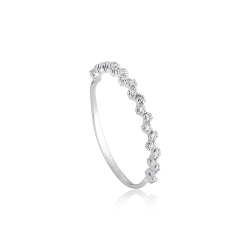 Anel aro ondulado ouro branco 18k com 12pts de Diamantes