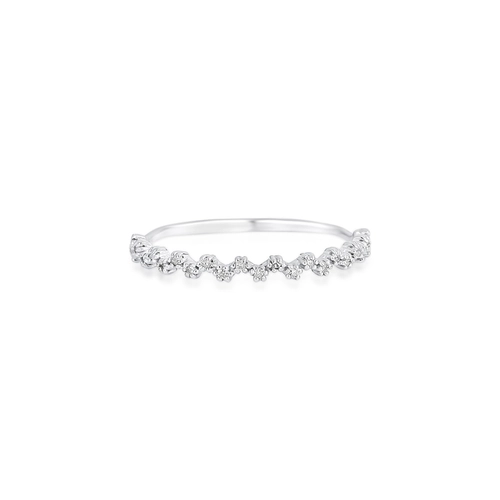 Anel aro ondulado ouro branco 18k com 12pts de Diamantes