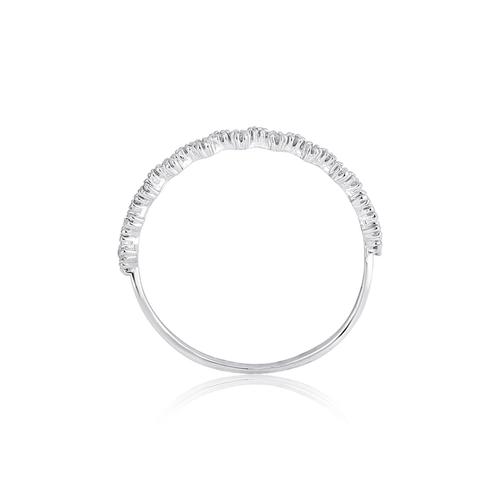 Anel aro ondulado ouro branco 18k com 12pts de Diamantes