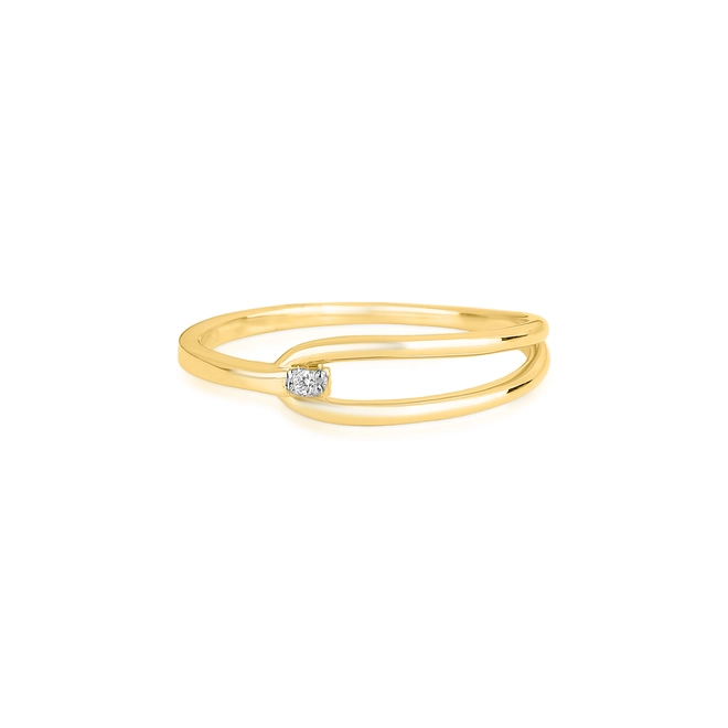Anel fio tubular ouro 18k meio aro duplo com Diamante 3