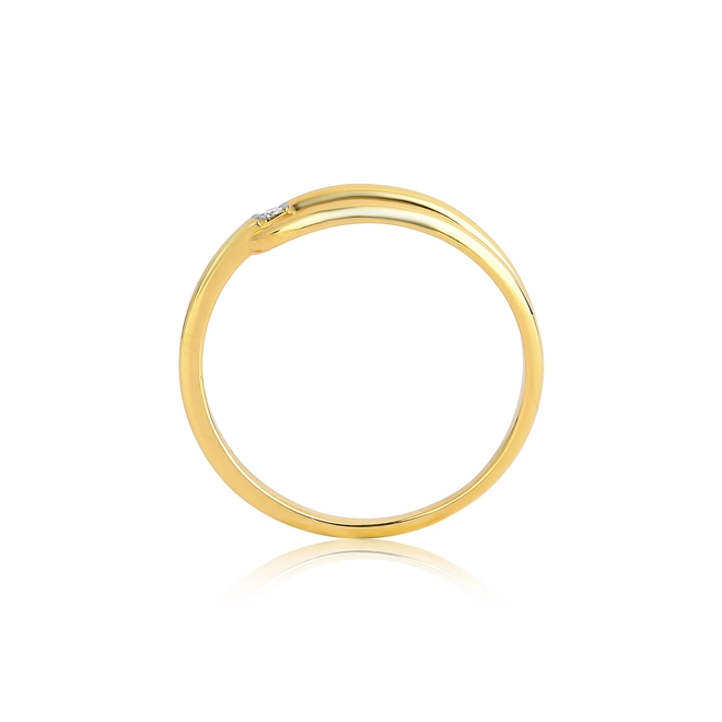 Anel fio tubular ouro 18k meio aro duplo com Diamante 2