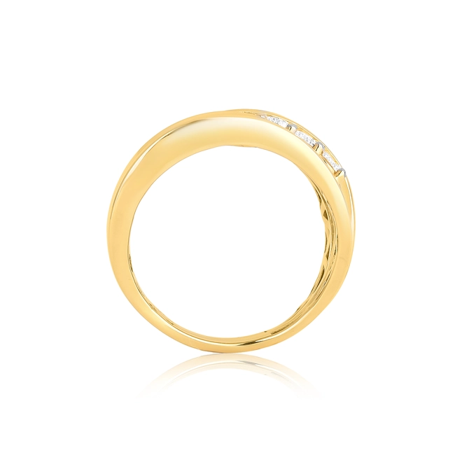 Anel três aros ouro 18k dois polidos e um com Diamantes 2