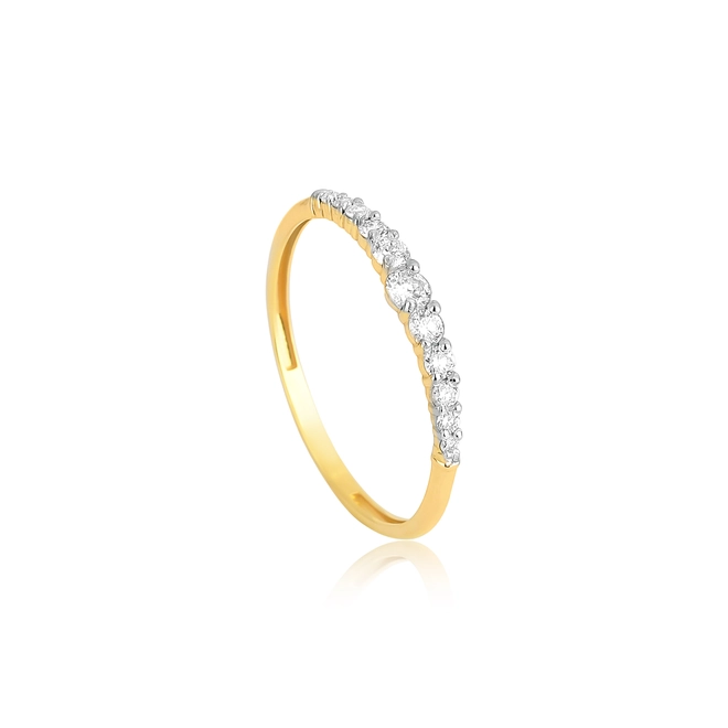 Anel meia aliança aparador ouro 18k com 22pts de Diamantes rodinados 1