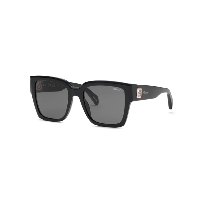 Óculos de Sol Chopard Happy Diamonds SCH406 550700 Acetato Preto com lentes na cor Cinza 1