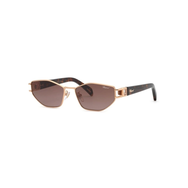 Óculos de Sol Chopard Happy Diamonds SCHM13S 5808FC Metal Rose com lentes na cor Marrom Degradê 1