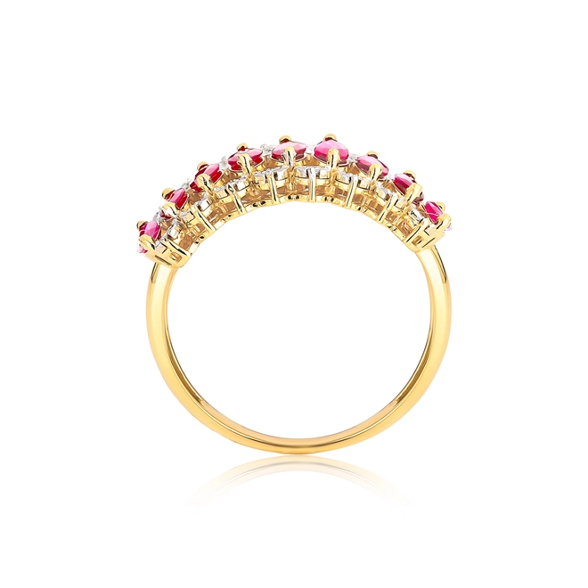 Anel navetes de Rubi ouro 18k com 10pts de Diamantes 2