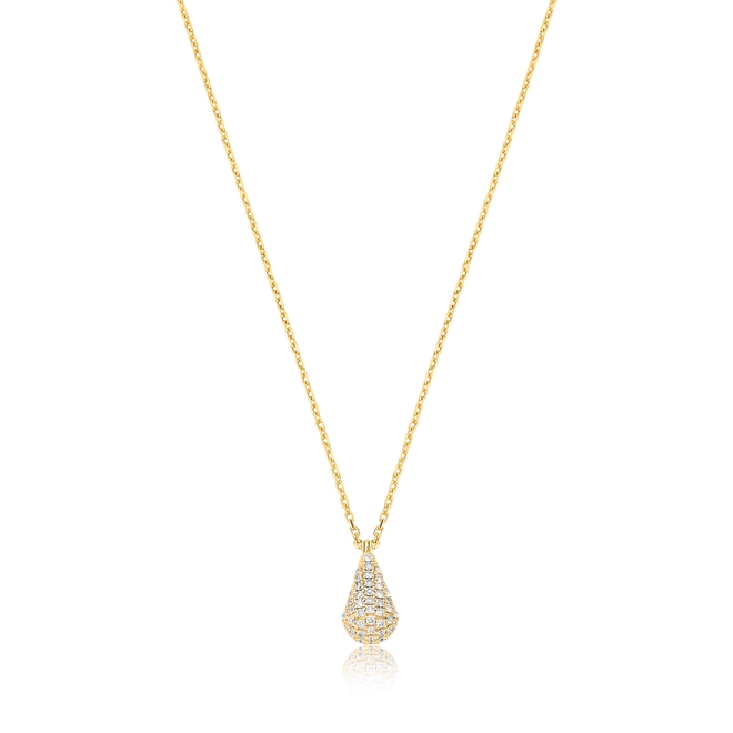 Gargantilha corrente com pingente ouro 18k gota pavê de Diamantes 1