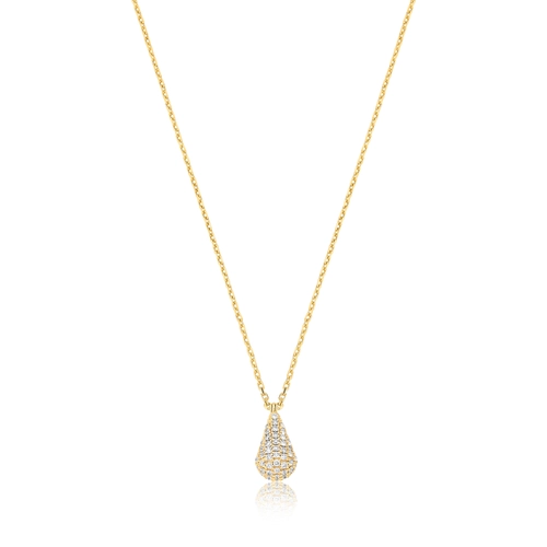 Gargantilha corrente com pingente ouro 18k gota pavê de Diamantes
