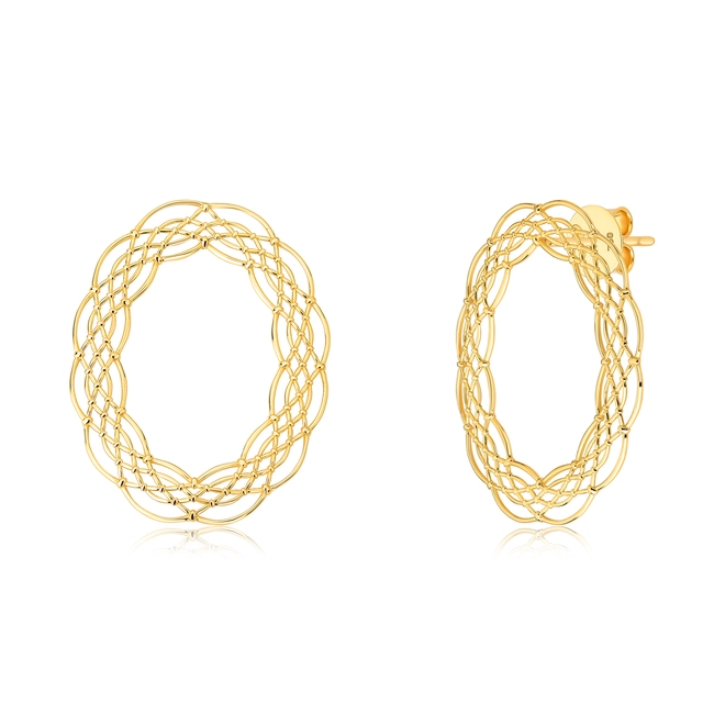 Brinco Prenda geométrico 2 ouro 18k mandala telada vazada 1