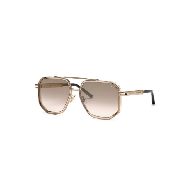 Óculos de Sol Philipp Plein SPP187M 618L7G Titânio Dourado com lentes na cor Marrom Degradê 1