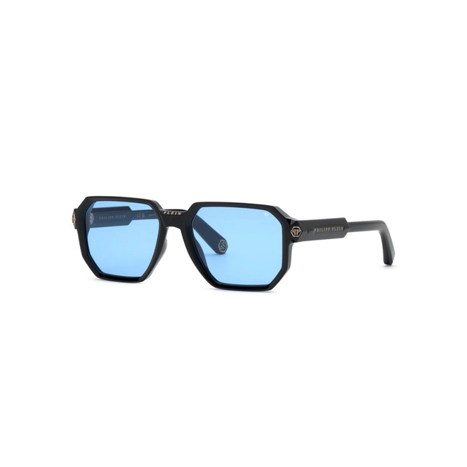 Óculos de Sol Philipp Plein SPP202M 57Z42Y Acetato Preto com lentes na cor Azul 1