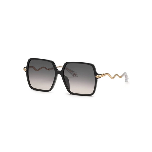Óculos de Sol Roberto Cavalli SRC132 590700 Acetato Preto om lentes na cor Cinza Degradê